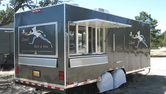 Photo of the outside of the Chow Here and Now Concession Trailer